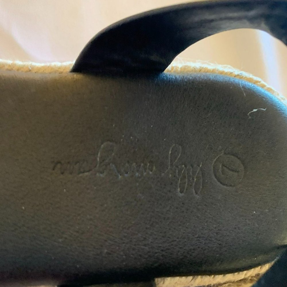 Lily Morgan Womens Ankle Strap Espadrille Sandals with Pearl Accent Black Size 7 - Picture 7 of 11